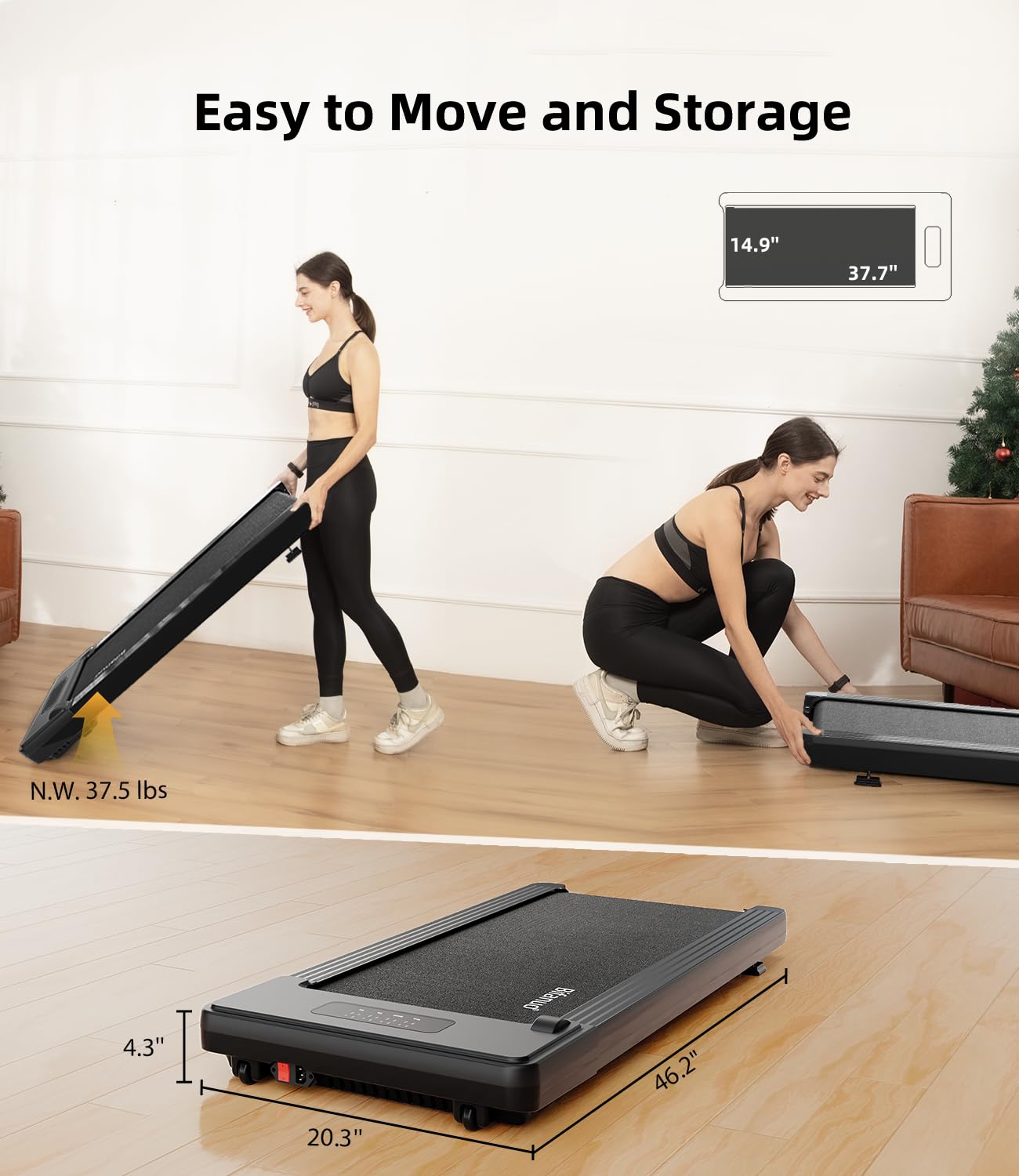 Under Desk Treadmill - Portable Walking Pad for Home & Office with Remote Control & LED Display | Compact Treadmill for Walking While Working, Home Gym & Small Space Fitness