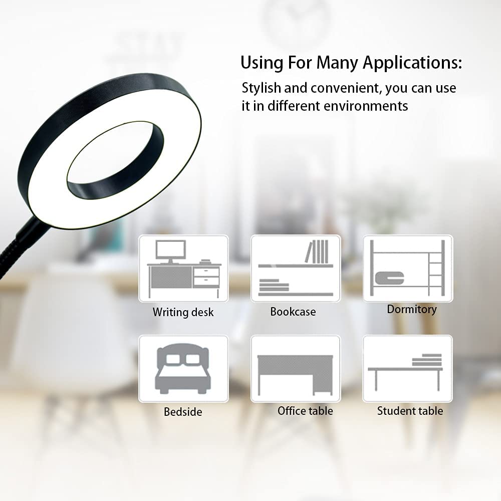 DINGLILIGHTING DLLT LED USB Reading Light Clip - Adjustable 2 Light Colors, Eye-Caring Desk Lamp for Laptop, Books, Piano, Bed Headboard - Includes Adapter | Perfect for Night Reading, Studying & Office Work