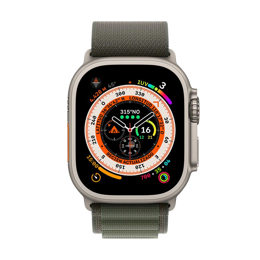 Apple Watch Ultra (GPS + Cellular) 49mm Titanium Case with Alpine Green Loop Band - Size M | Perfect for Outdoor Adventures, Fitness Tracking & Daily Wear
