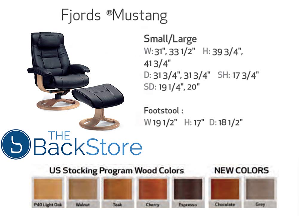 Premium Large Ergonomic Recliner Chair with Ottoman - Stone NL 130 Nordic Line Genuine Leather, Walnut Wood Base - Perfect for Living Room, Home Theater & Office Relaxation