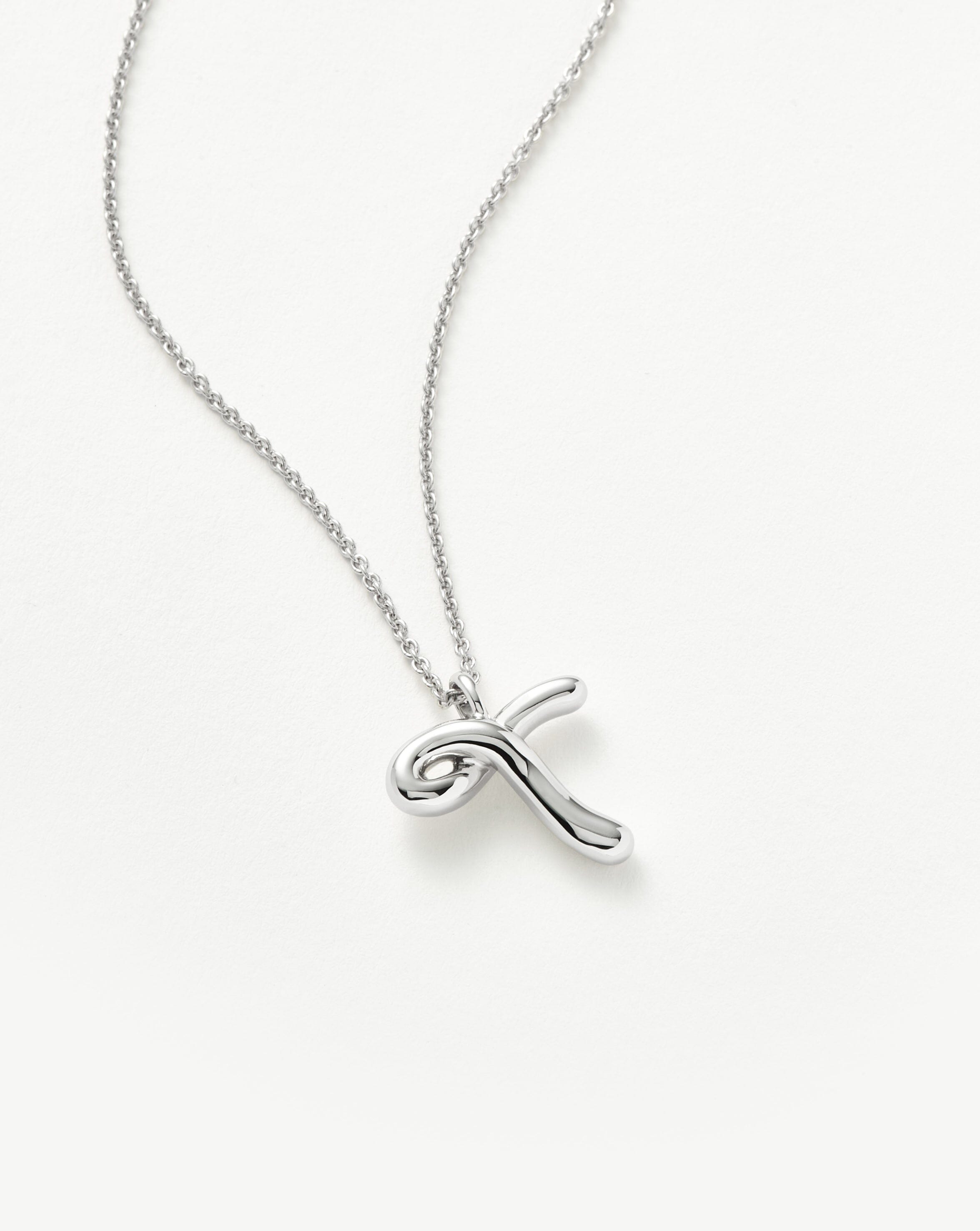 Personalized Sterling Silver Curly Molten Initial Pendant Necklace - Custom Name Letter Jewelry for Women, Gift for Her, Birthday, Anniversary, Valentine's Day