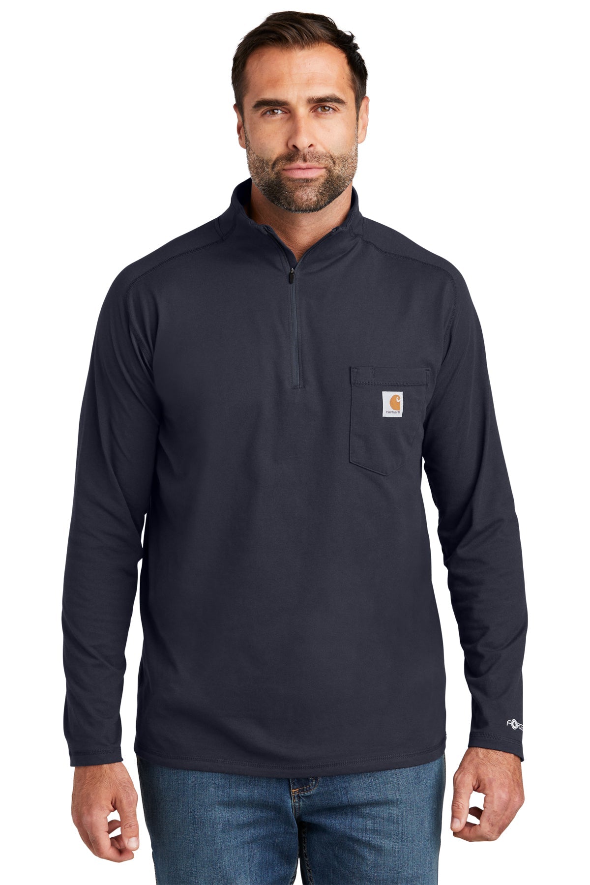 Carhartt Force Lightweight Customized Quarter Zip Sweatshirt for Men - Navy Blue | Comfortable & Durable Workwear for Outdoor Activities & Casual Wear