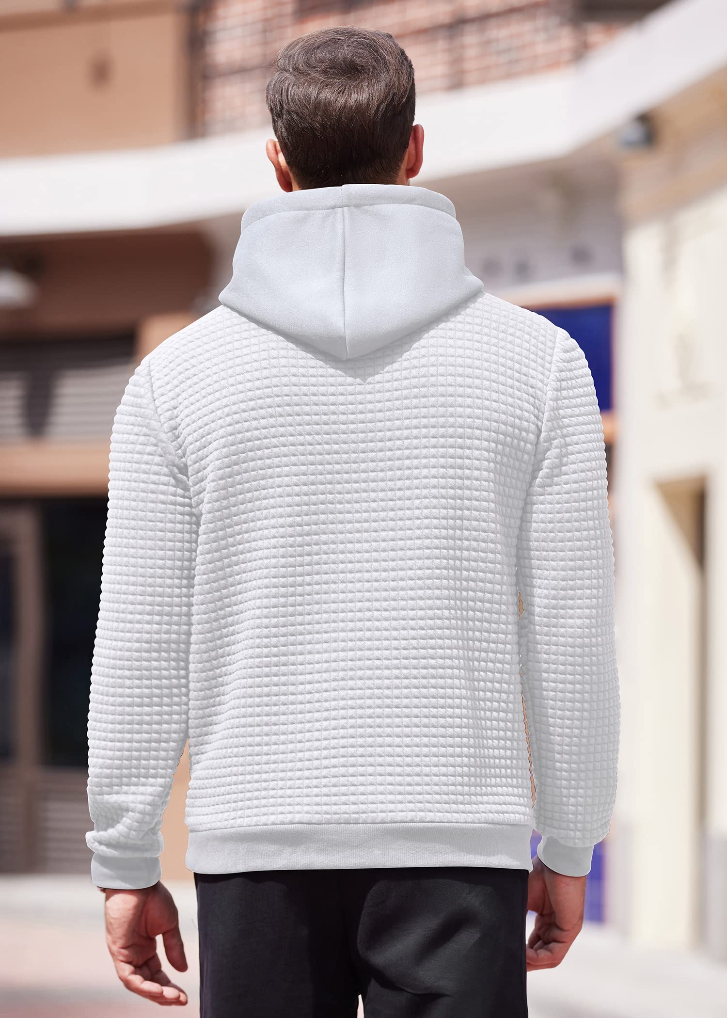 COOFANDY Men's Long Sleeve Waffle Knit Pullover Hoodie with Pocket - Stylish Casual Sweatshirt for Everyday Wear, Outdoor Activities & Lounge Comfort
