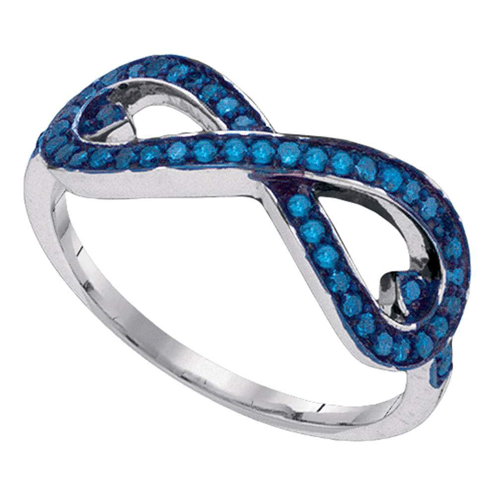Dazzlingrock Sterling Silver Women's Round Blue Enhanced Diamond Infinity Band Ring 1/3 CTW - Elegant Promise Ring for Anniversary, Engagement & Everyday Wear