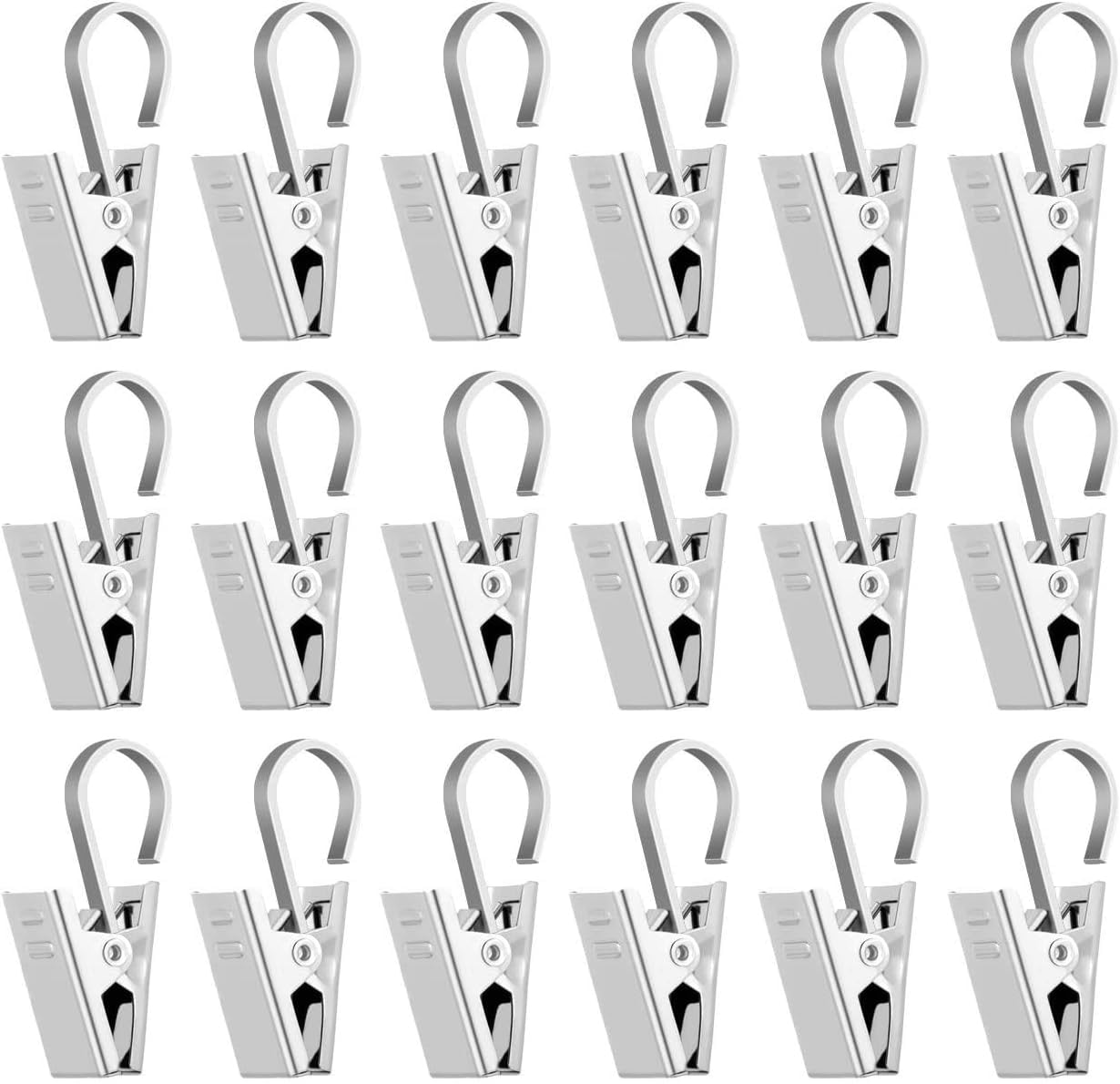 60pcs Stainless Steel Curtain Clips with Hooks - Heavy Duty Curtain Hanging Clips for Drapes, String Lights, Photos & Party Decorations - Perfect for Home, Wedding, Baby Shower and Holiday Decor