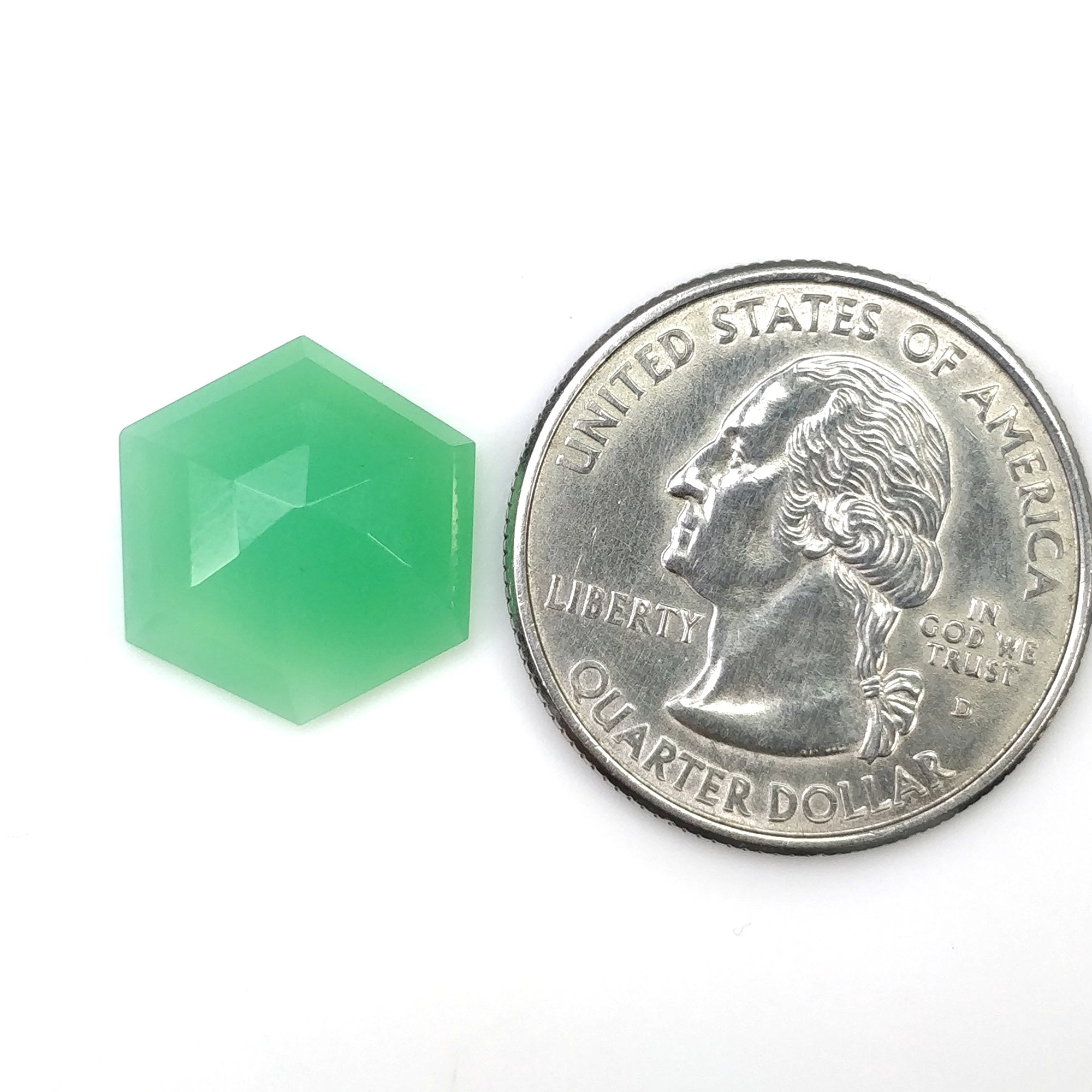 Natural Green Chrysoprase Gemstone - 6.92cts Untreated Step Cut Hexagon Shape (16x14mm) for Jewelry Making, Engagement Rings & Healing Crystal Collections