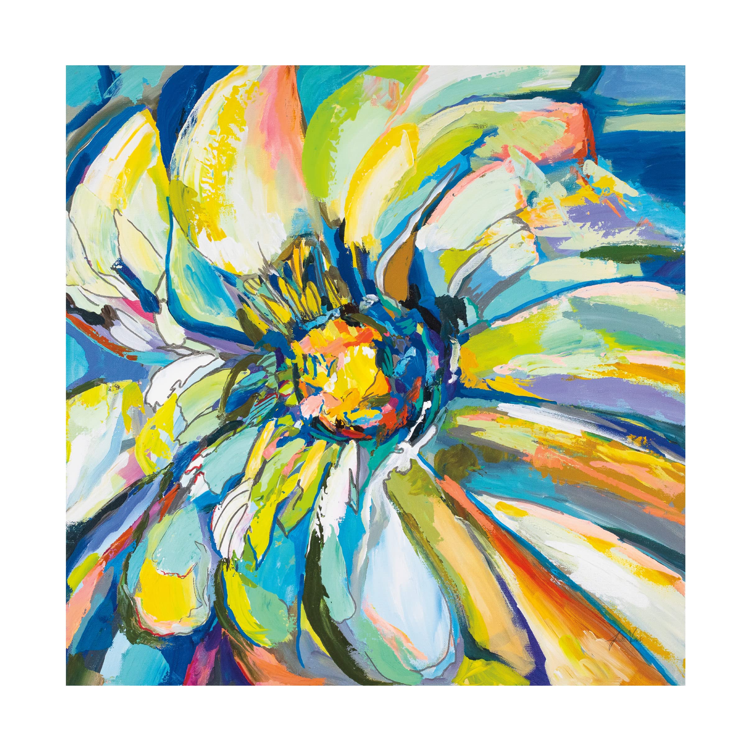 Trademark Fine Art 'Zinnia' 18x18 Floral Canvas Wall Art by Jeanette Vertentes - Perfect for Living Room, Bedroom & Office Decor