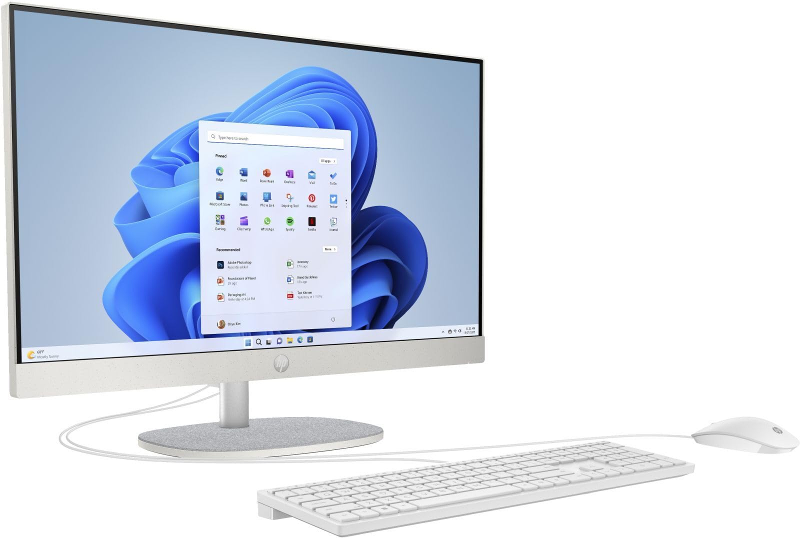HP All-in-One 24-cr1000ng 白色一体机 | Windows 11 Home 64位 | 家庭办公与娱乐的完美选择