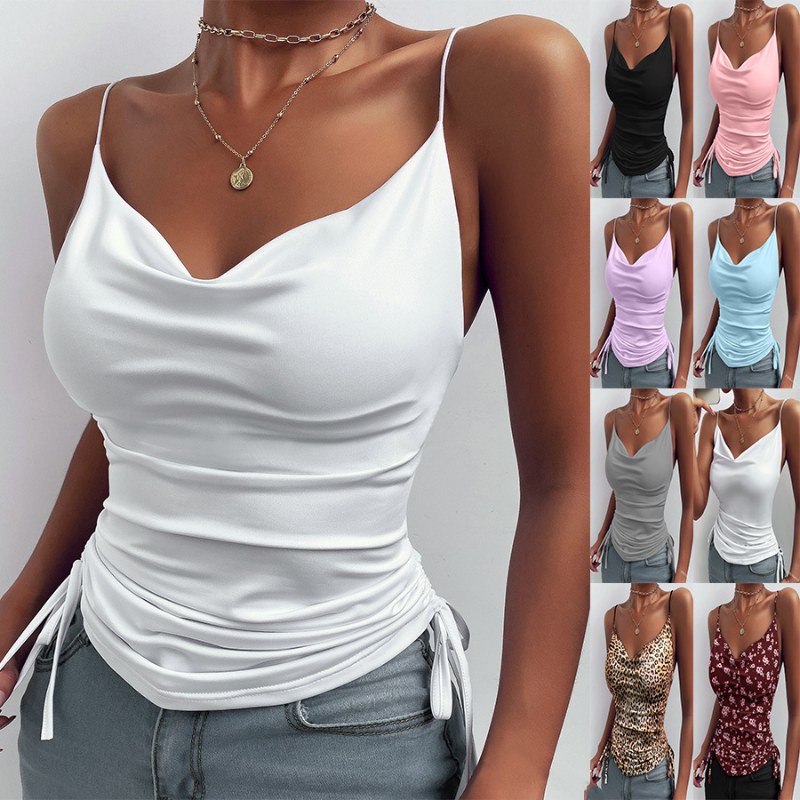 Women's V-Neck Spaghetti Strap Camisole Tops - Summer Sleeveless Blouses for Casual Wear, Layering & Beach Outfits