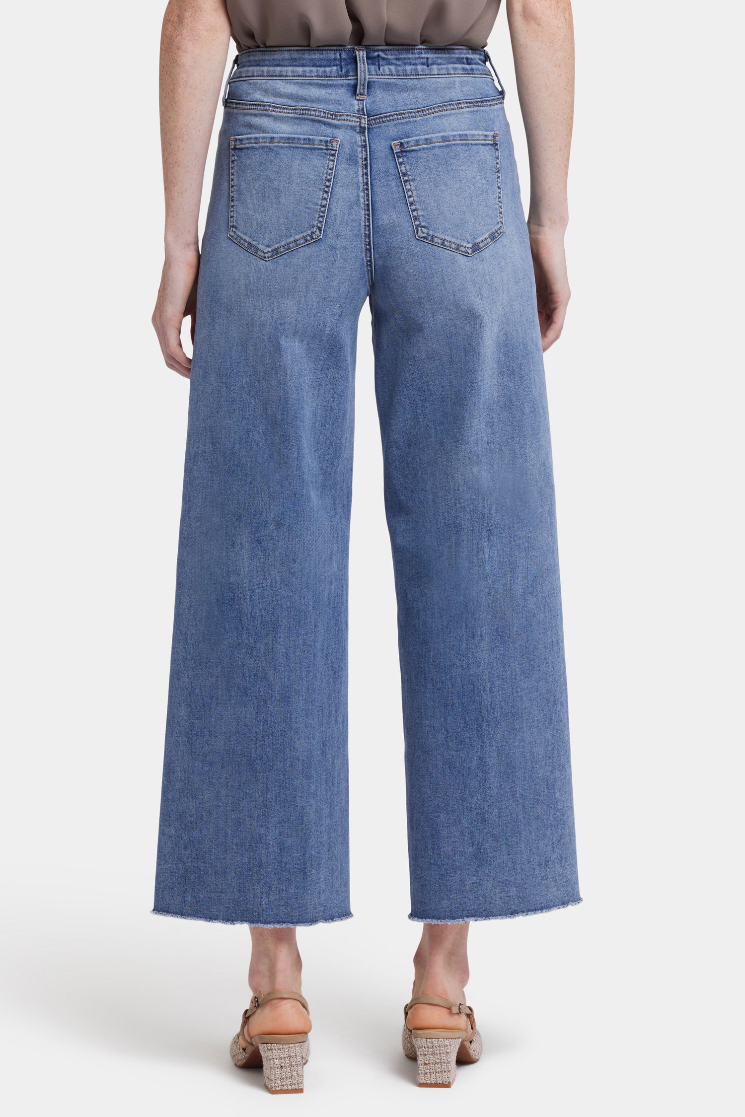 Brodi Women's Wide Leg Ankle Jeans - Barcelona Breeze Wash | High Waisted Stretch Denim Pants for Casual & Office Wear