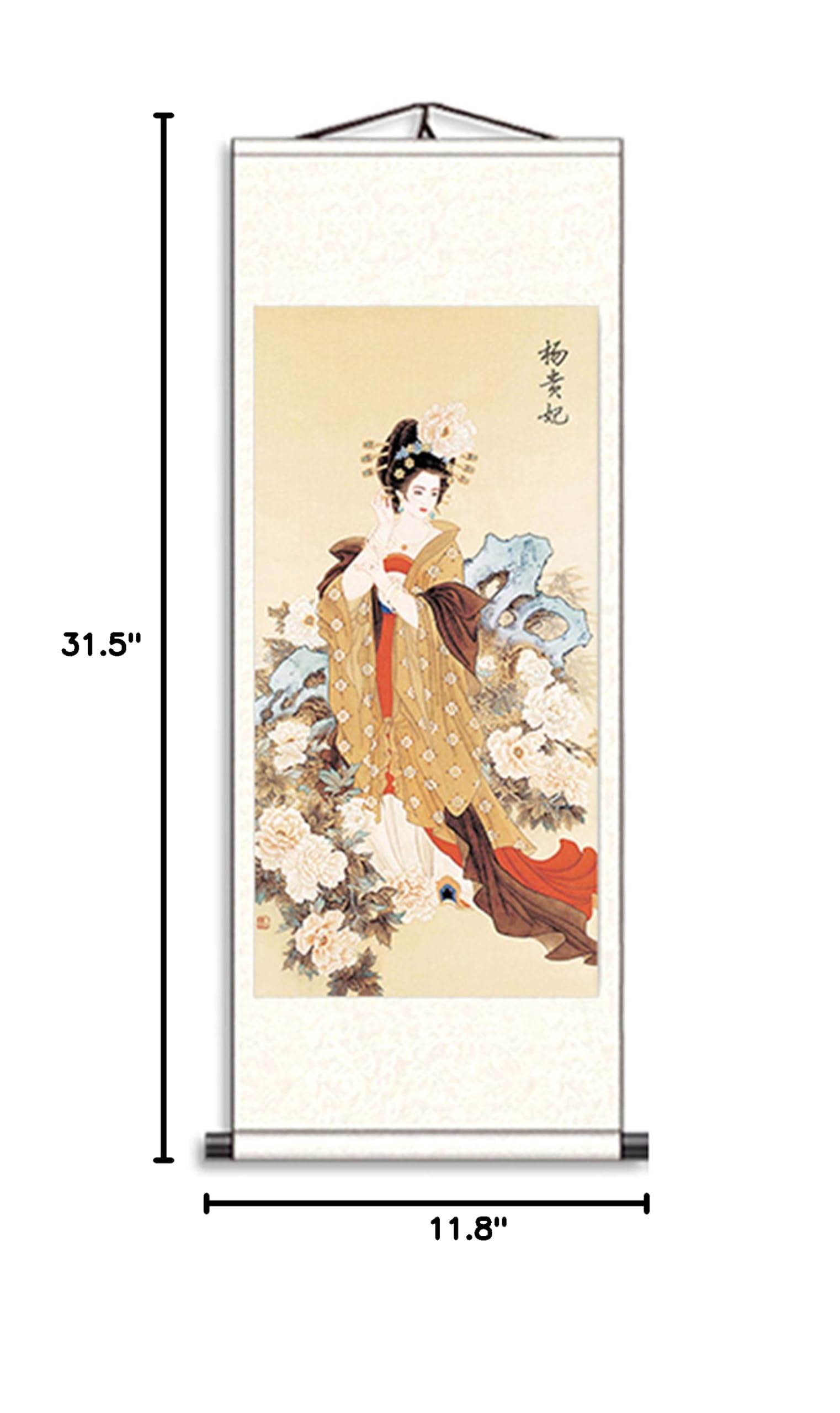 Chinese Silk Scroll Wall Art - Yang Guifei Beauty Painting for Home Decor | Asian Traditional Hanging Artwork | Perfect for Living Room, Bedroom & Office Decoration