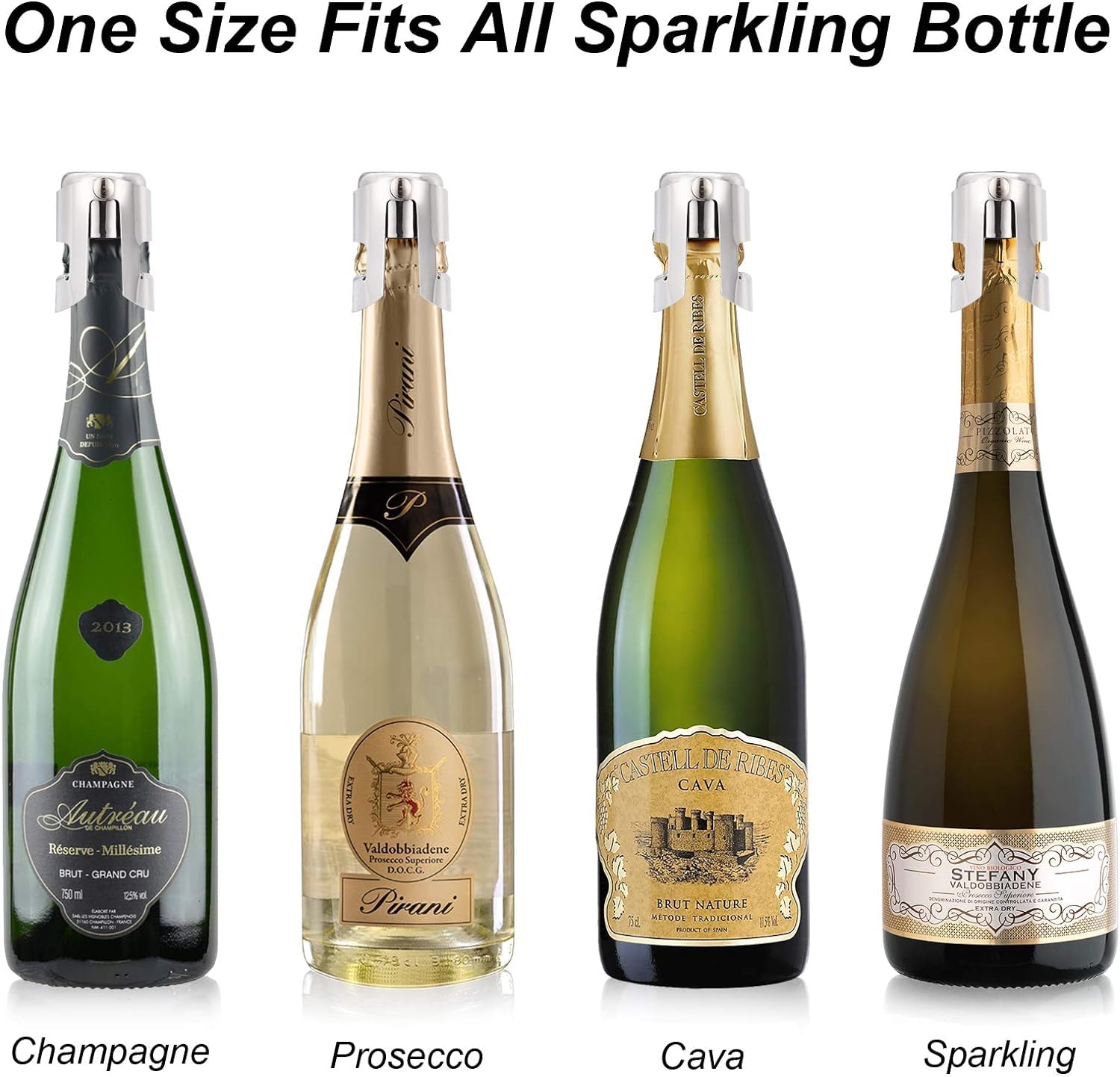 Premium Stainless Steel Champagne Sealer Stopper - 2-Pack Sparkling Wine Bottle Plug with Extended Seal | Ideal for Parties, Weddings & Home Use | Elegant Silver Wine Accessory Gift Set