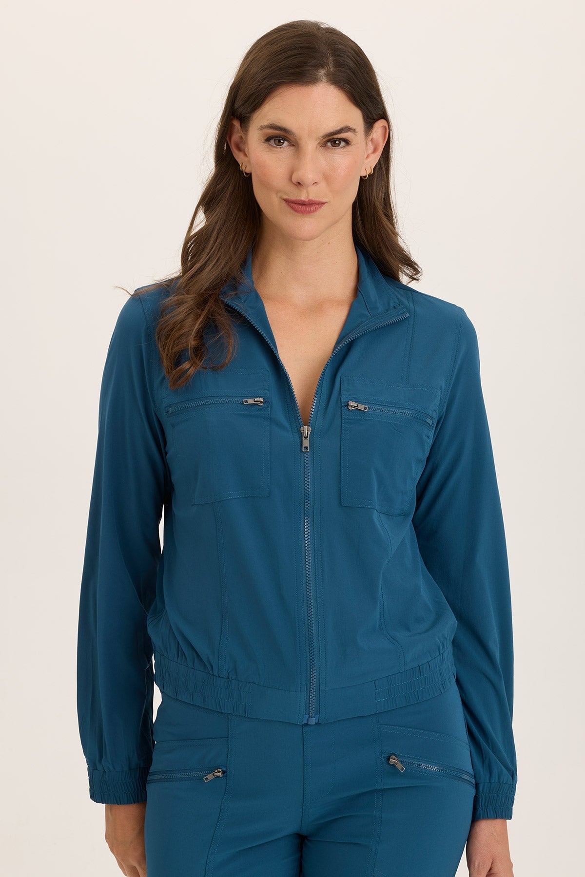 Quinn Active Ruched Bomber Jacket - Women's Lightweight Stretch Athletic Outerwear for Running, Yoga & Casual Wear