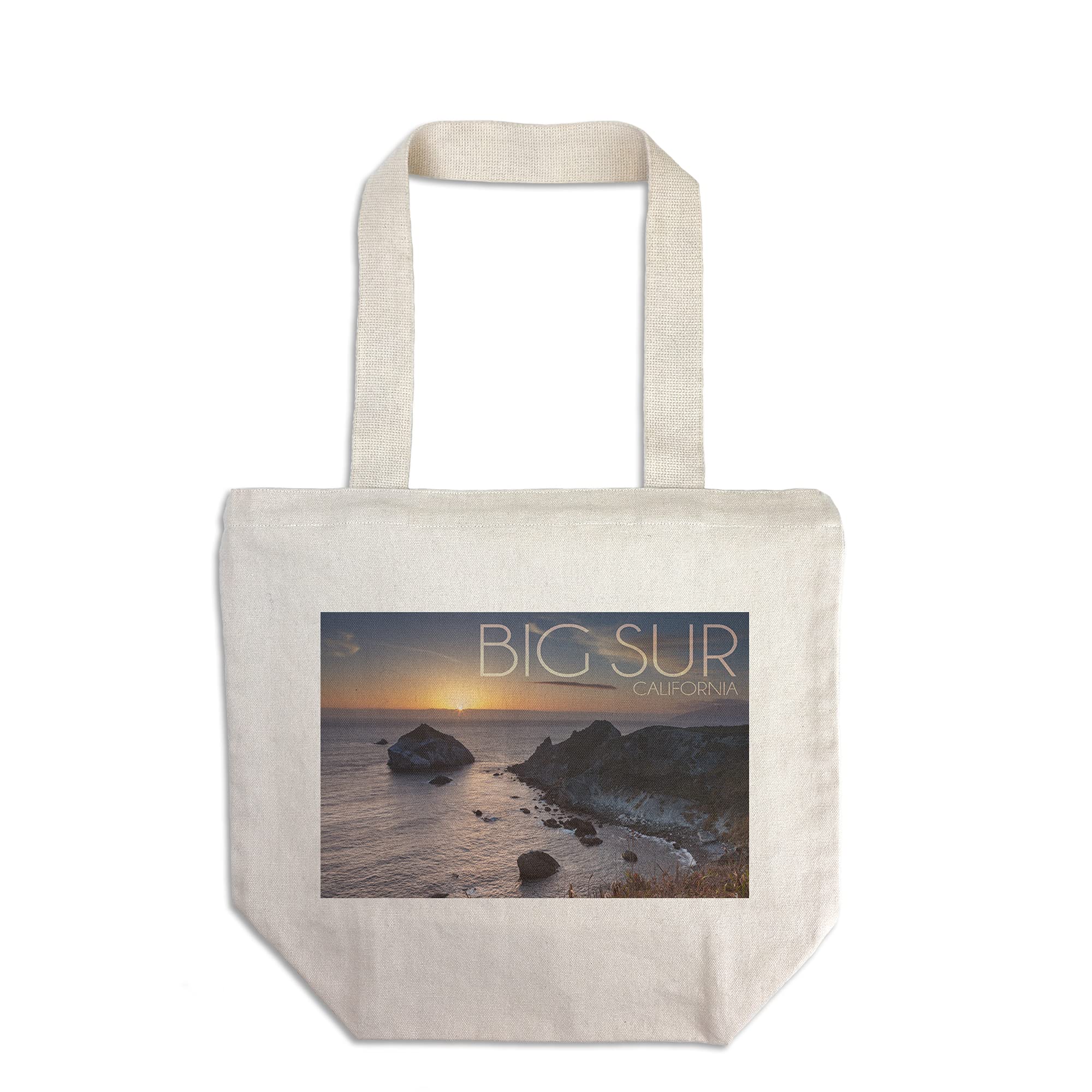 Lantern Press Big Sur California Sunset Tote Bag - 100% Cotton Canvas Reusable Shopping Bag for Beach, Grocery & Travel