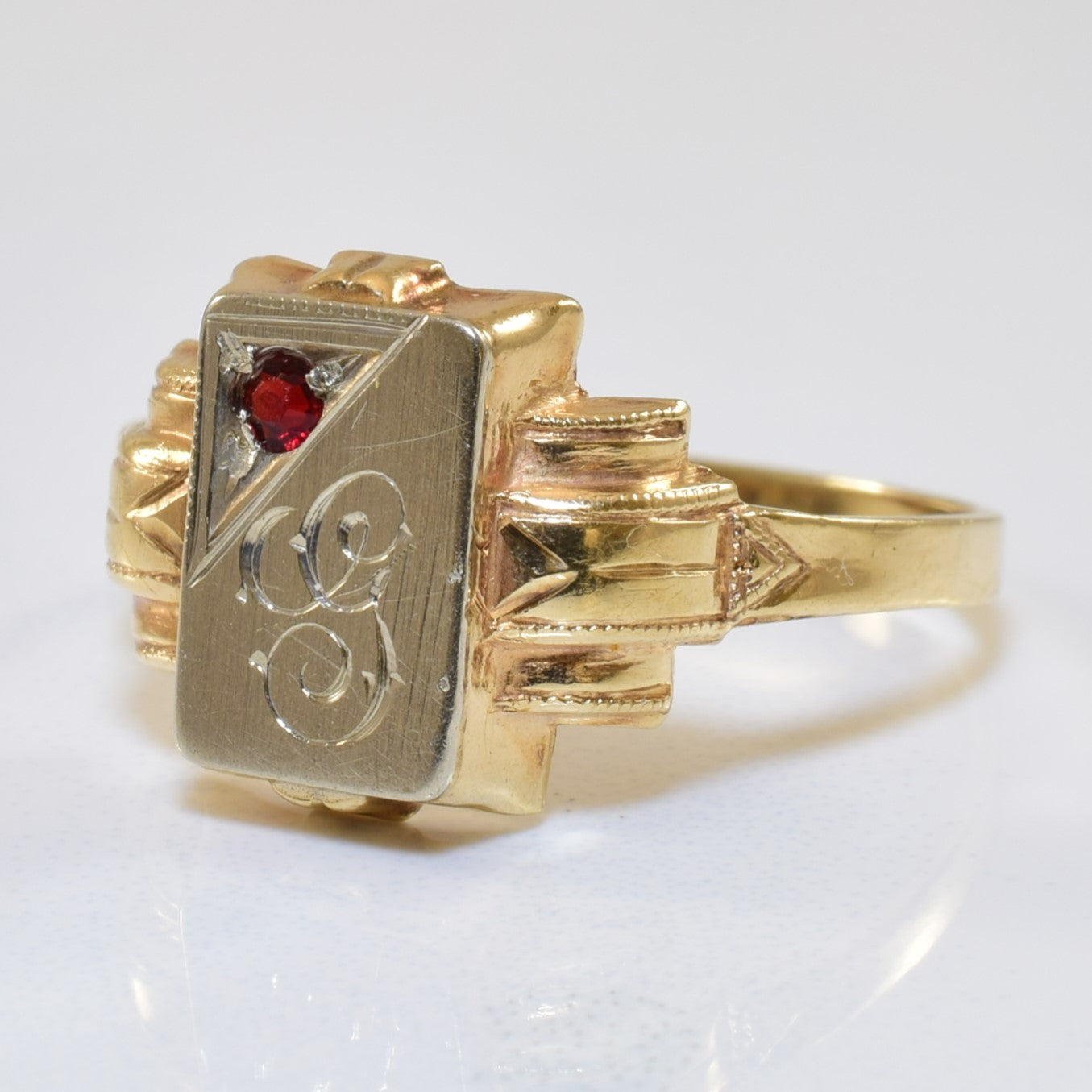 Engraved Initial 'G' Signet Ring - 0.04ct Diamond, Size 7.25 - Personalized Monogram Jewelry for Men & Women - Perfect for Gifts, Weddings & Special Occasions