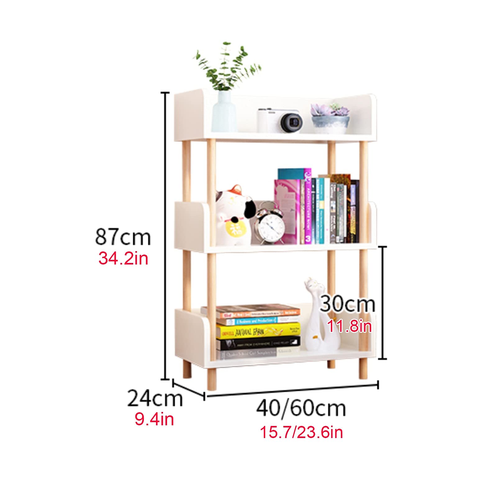 3-Tier Floor Standing Bookcase - Sturdy Bookshelf for Books, Magazines & CDs - Space Saving Storage Rack for Bedroom, Living Room & Office Organization