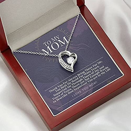 To My Mom Necklace - Forever Love Pendant with Message Card | Mother's Day, Birthday & Anniversary Gift for Mom | Thoughtful Present from Daughter | Thank You Jewelry for Always Being There | Perfect for Daily Wear, Special Occasions & Heartfelt Moments