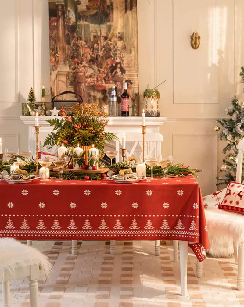 Extra Large Modern Rectangular Tablecloth - Christmas Edelweiss Design for Dining Room, Kitchen & Round Tables | Waterproof & Wrinkle-Resistant Fabric | Perfect for Holiday Dinners, Parties & Home Decor
