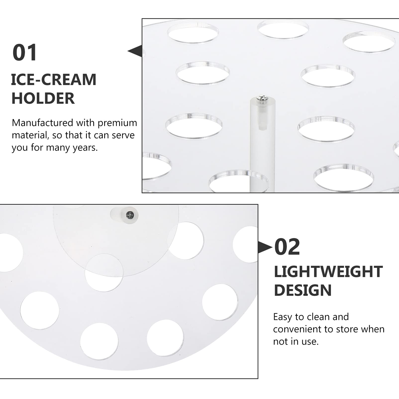Cabilock 16-Slot Acrylic Ice Cream Cone Stand - Cupcake & Dessert Display Holder for Parties, Snow Plastic Serving Tray, Sushi & Snack Organizer - Perfect for Ice Cream Shops, Bakeries & Catering Events