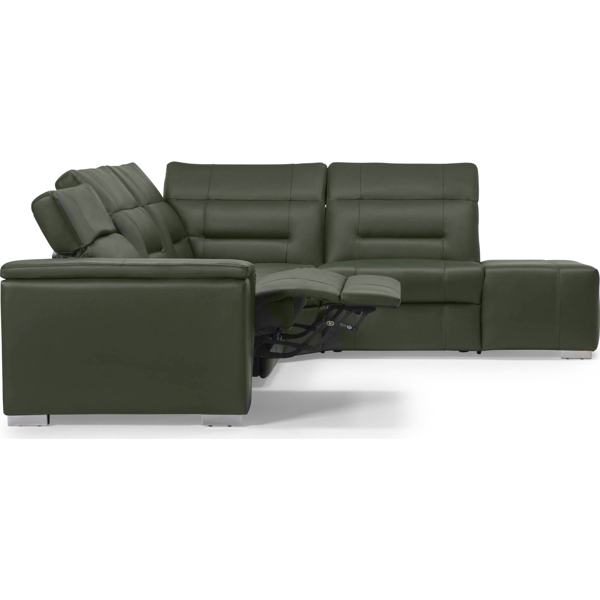 4-Piece Power Reclining Sectional Sofa with USB Ports - Modern L-Shaped Leather Living Room Couch for Home Theater & Family Gatherings