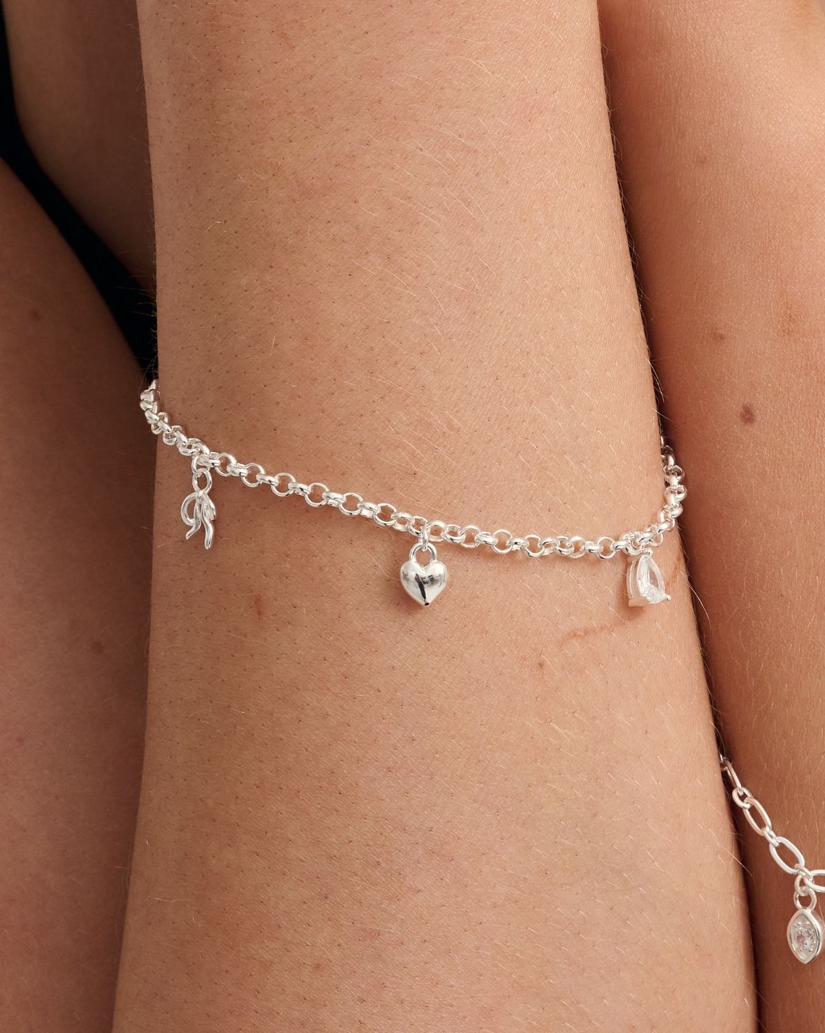 Elegant Rolo Chain Charm Bracelet - Sterling Silver Jewelry for Women, Perfect for Gifts, Parties & Everyday Wear