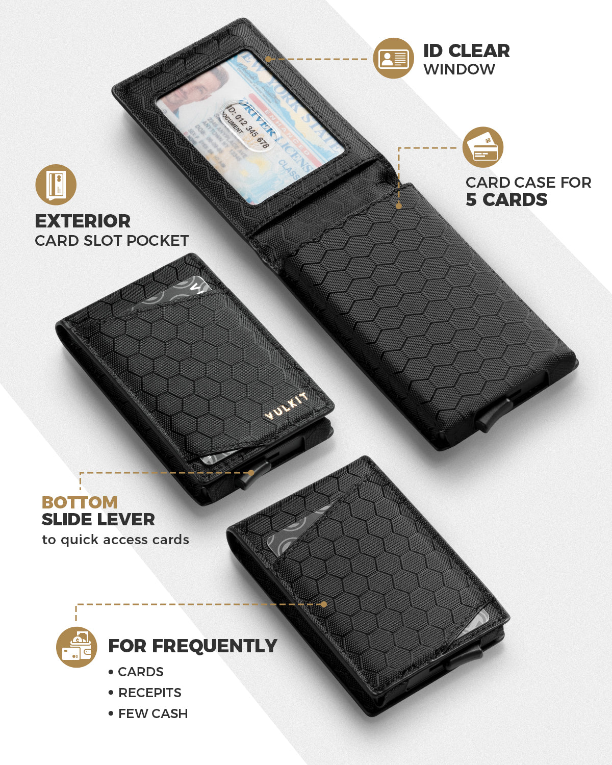 VC210 Removable Aluminum Card Holder - Slim Bifold Wallet with Magnetic Closure, ID Window & 2 Extra Card Slots | RFID Blocking Metal Wallet for Men & Women | Perfect for Travel, Business & Everyday Use