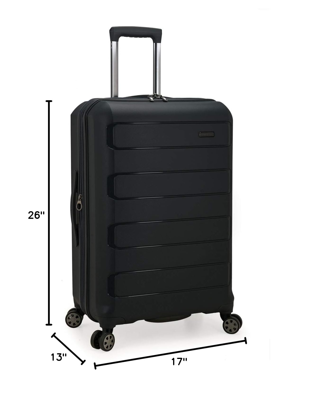 Traveler's Choice Pagosa Durable Expandable Hardshell Spinner Suitcase - Black Check-in Luggage for Air Travel & Business Trips