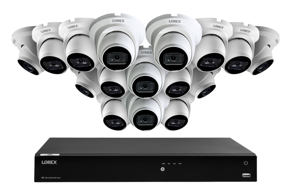 Lorex Fusion Series 4K 16 Channel Security Camera System - 4TB Wired NVR with A14 IP Dome Cameras (Wired & WiFi Options) for Home & Business Surveillance
