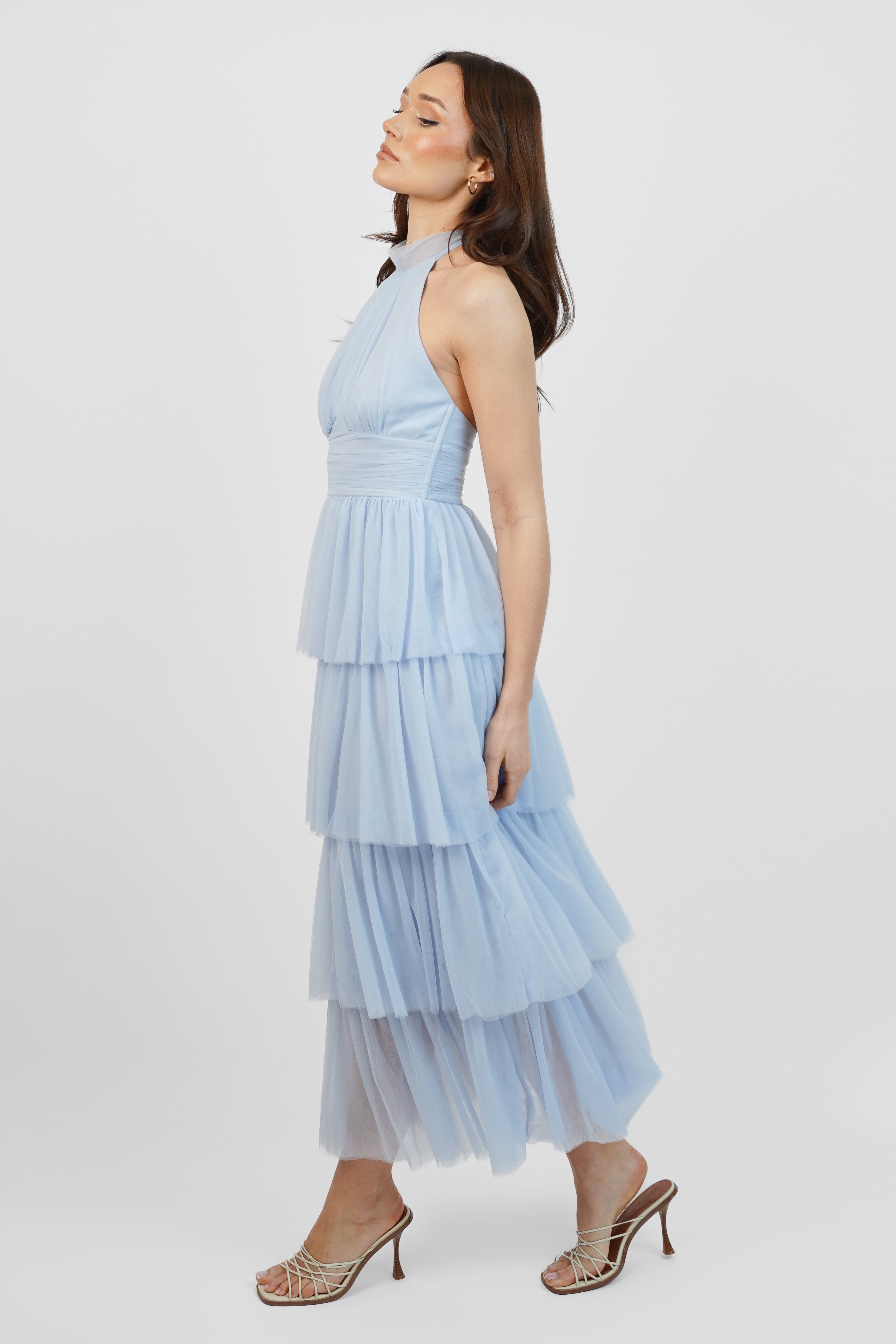 Ariana Light Blue Tulle Maxi Dress for Weddings, Prom & Special Occasions - Elegant Long Formal Gown