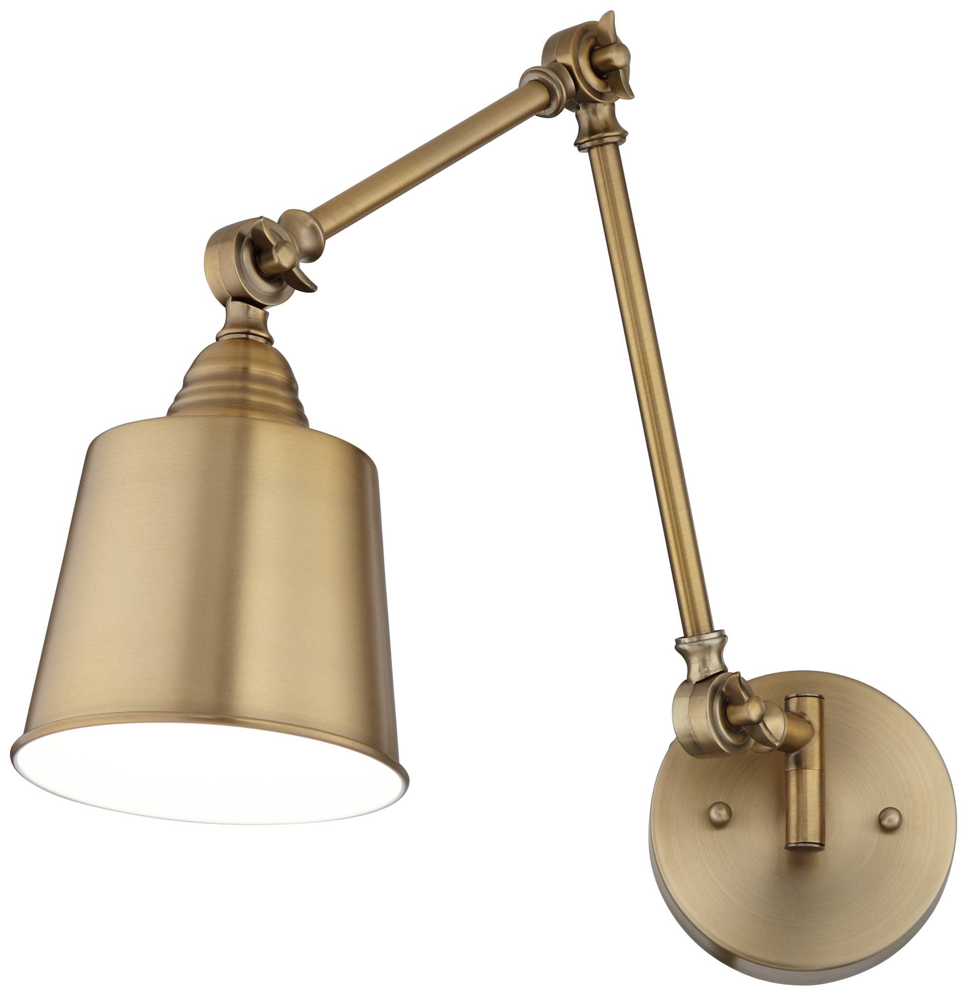 360 Lighting Mendes Modern Wall Lamps Set of 2 - Brass Gold Metal Hardwired Adjustable Cone Shade (5.75