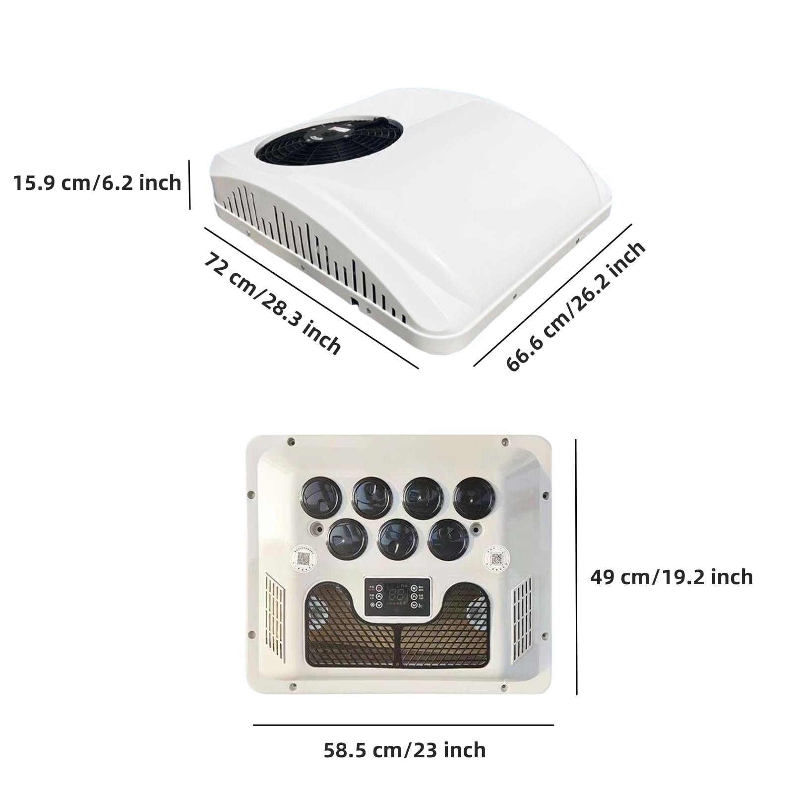 24V DC Air Conditioner for Trucks, RVs, Buses & Heavy Vehicles - Heating & Cooling Roof AC Unit - Ideal for Campers, Excavators & Agricultural Equipment