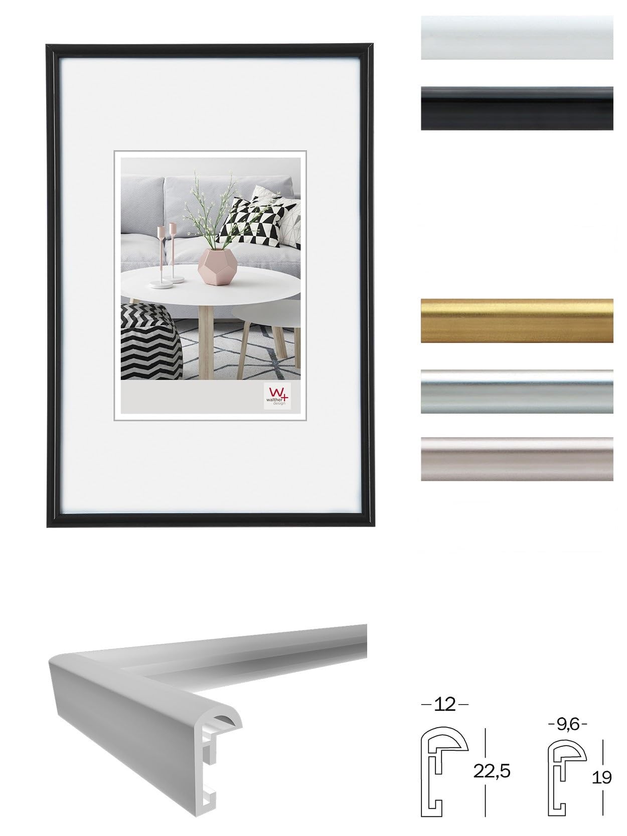 Walnut Street 20x20 cm Black Picture Frame - Perfect for Home Decor, Office, and Gift Giving