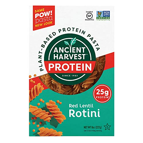 Ancient Harvest Gluten-Free High-Protein Vegan Pasta - Red Lentil & Quinoa Rotini, 8oz (Pack of 6) | Plant-Based, Non-GMO | Perfect for Vegan Meals, Healthy Lunches & Gluten-Free Diets