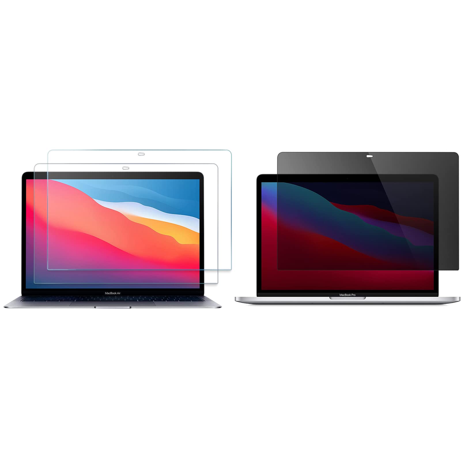 Premium Tempered Glass Screen Protector Bundle with Privacy Filter for MacBook Air 13 & MacBook Pro 13 - Anti-Scratch, Anti-Fingerprint Protection for Work, Study & Entertainment