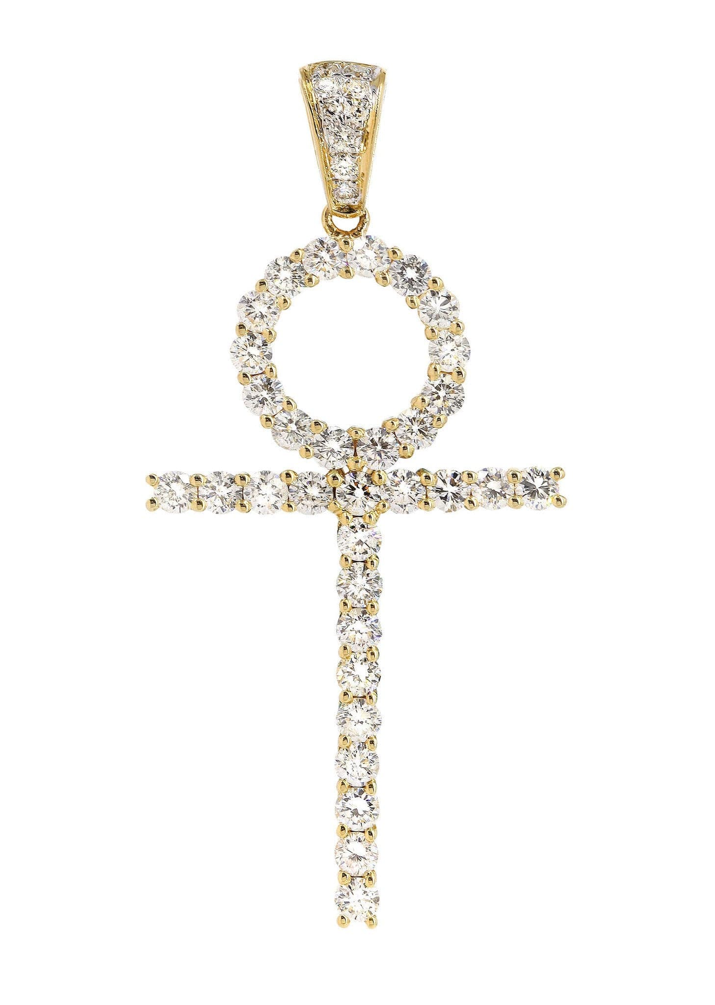 2.01 Carat Diamond Ankh Pendant Necklace - 4.68 Grams 14K Gold Egyptian Cross Jewelry for Women - Perfect for Gifts, Weddings & Spiritual Occasions