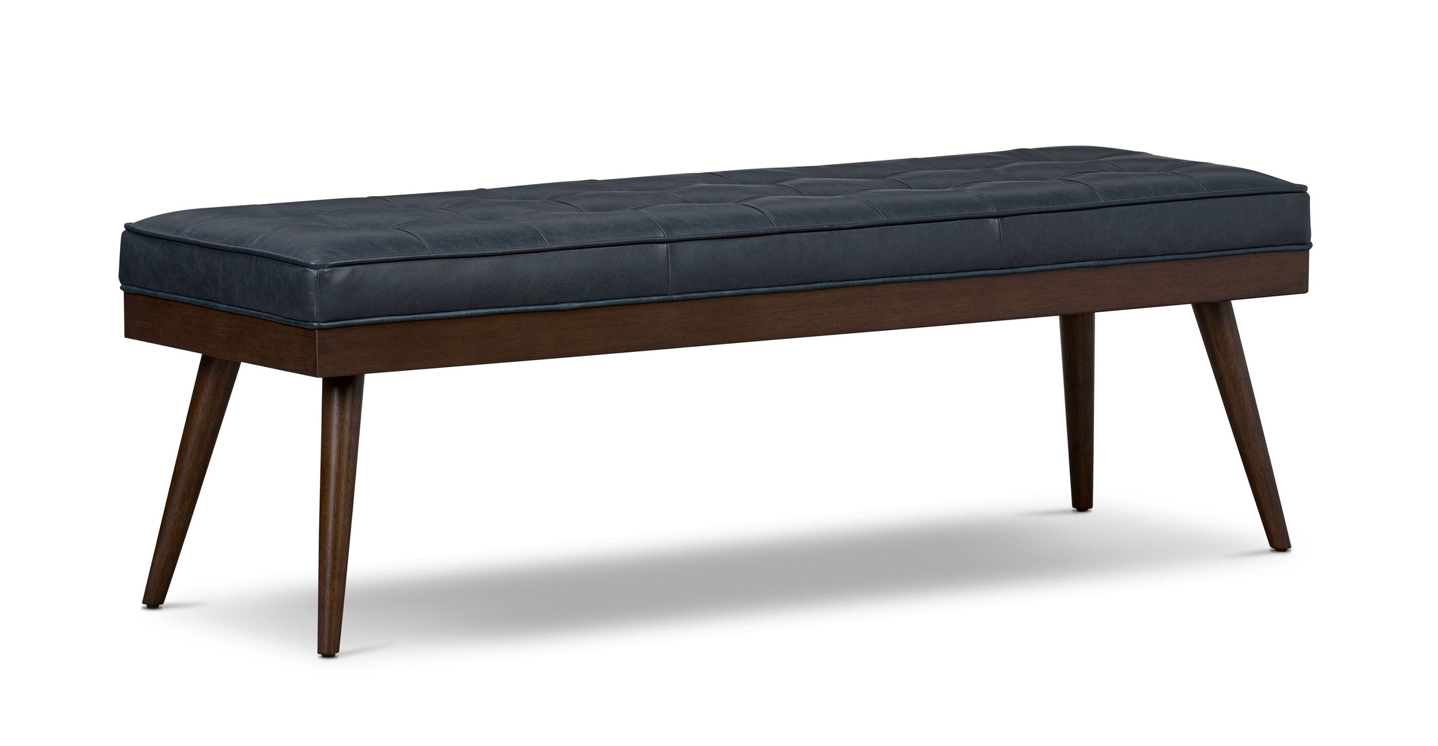 Luca Leather Bench - Modern Upholstered Storage Ottoman with Tufted Design for Living Room, Bedroom, or Entryway - Durable Faux Leather Seat with Sturdy Wooden Legs - Perfect for Extra Seating, Footrest, or Stylish Home Decor