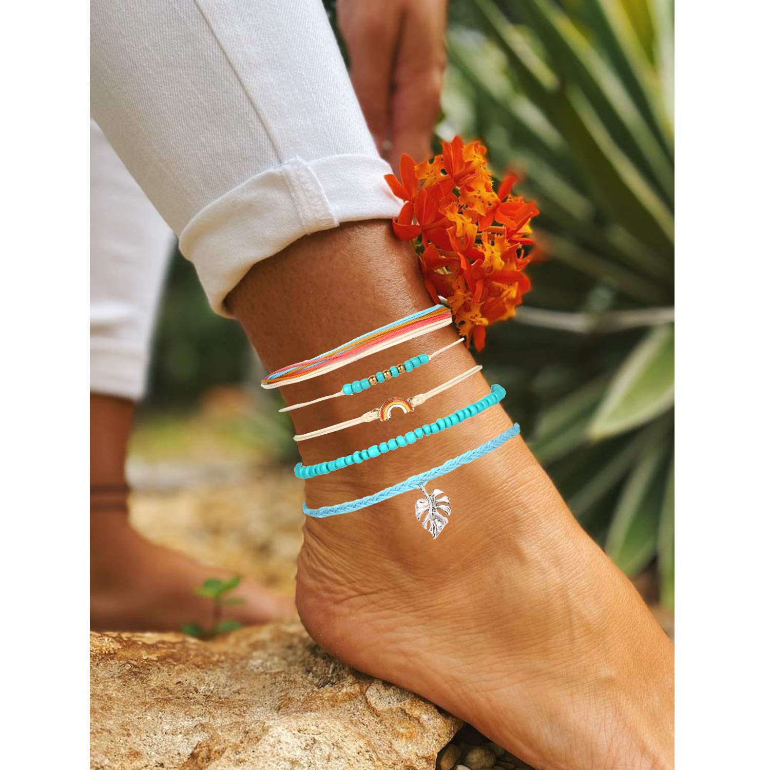 Trendy Adjustable Handmade Braided Friendship Bracelets for Women - Cute Surfer Beach Wave Ankle Bracelets, Perfect Gifts for Stocking Stuffers | Ideal for Beach Parties, Summer Outfits & Boho Fashion Accessories