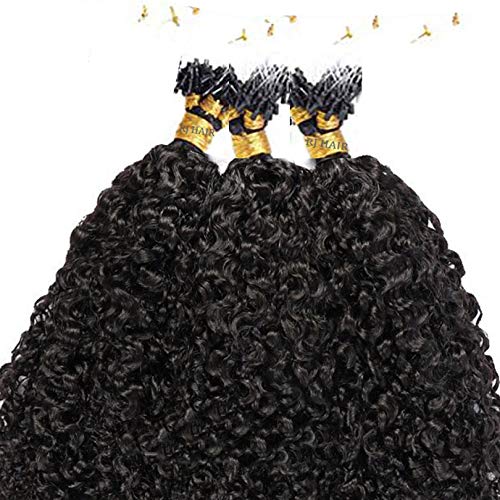 100 Strand Micro Loop Curly Hair Extensions - Brazilian Human Hair Microlinks - 26