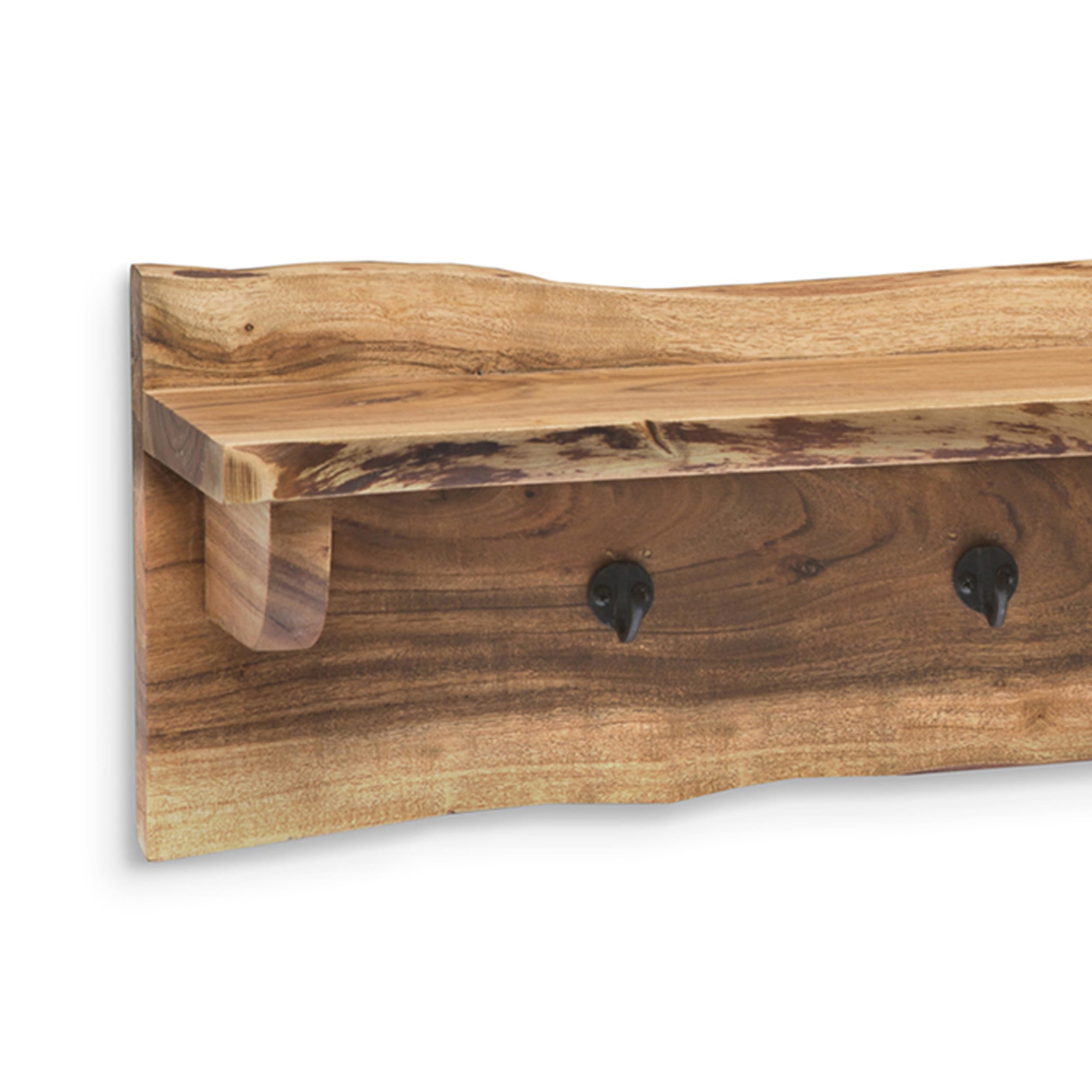 Alpine 36 Inch Live Edge Natural Wood Fireplace Mantel Shelf with Brackets - Handcrafted Rustic Wooden Shelf with Unique Knots & Cracks, Clear Finish - Perfect for Living Room, Cabin, or Farmhouse Decor to Display Photos, Candles & Home Accessories
