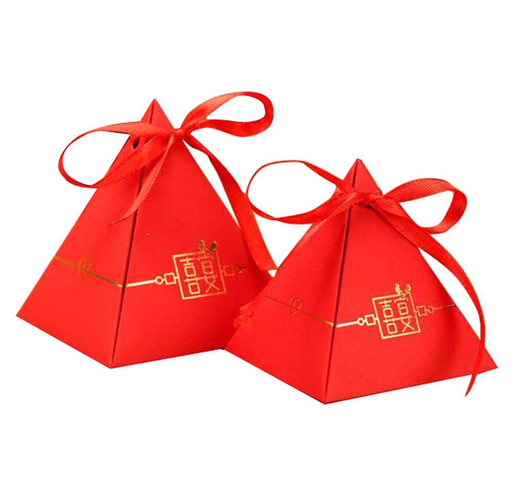 100 Pcs Elegant Wedding Favor Boxes - Candy Gift Boxes, Sugar Bags for Bridal Shower, Baby Shower & Party Supplies (B07) - Perfect for Wedding Reception, Anniversary & Special Events Decorations