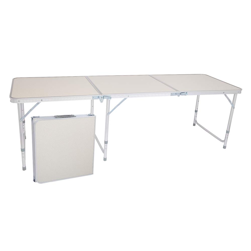 6ft Portable Folding Table - Adjustable Height Aluminum Picnic Table for Outdoor & Indoor Use | 71
