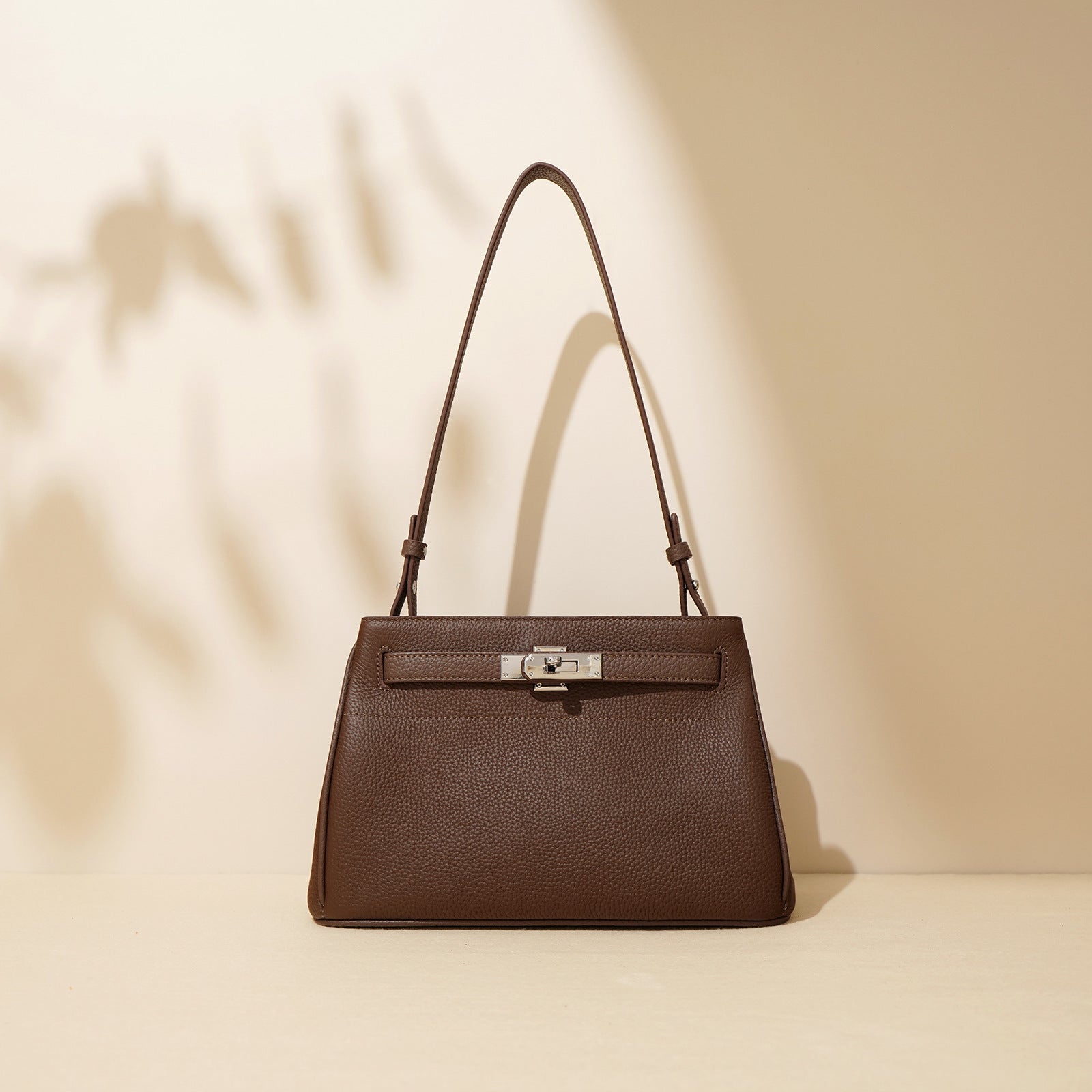 Genuine Leather Crossbody Shoulder Bag for Women - Lock Design Tote Handbag, Perfect for Work, Travel & Everyday Use