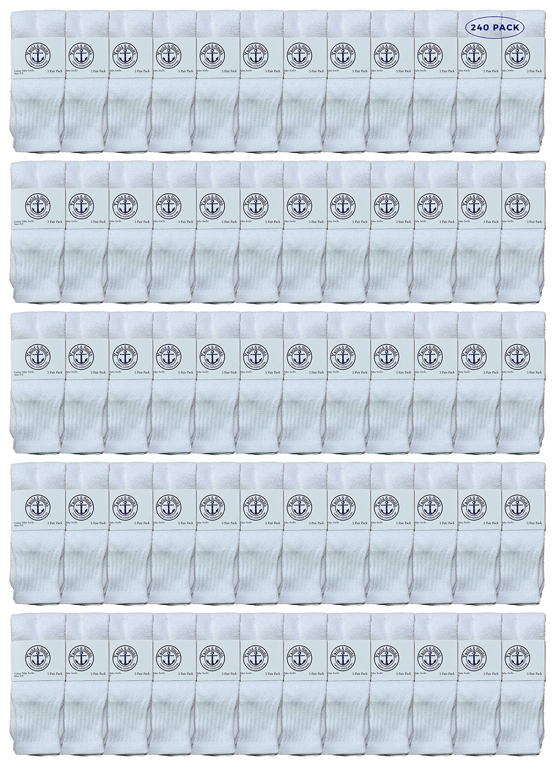 Yacht & Smith 17 Inch Wholesale Kids Tube Socks - Soft Cotton Children's Ankle Socks for Boys & Girls (Size 6-8) - Perfect for School, Sports & Everyday Wear