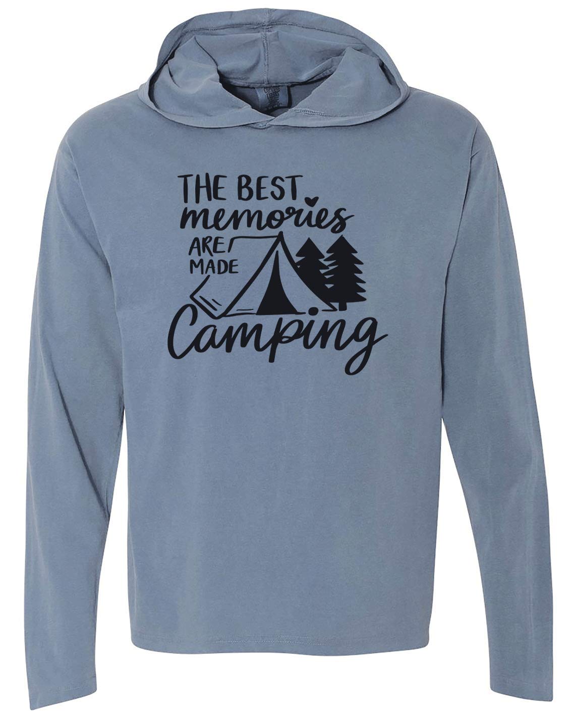7 ate 9 Apparel Men's Camping Memories Blue Hoodie - Comfortable Pullover Sweatshirt for Outdoor Adventures, Hiking & Casual Wear