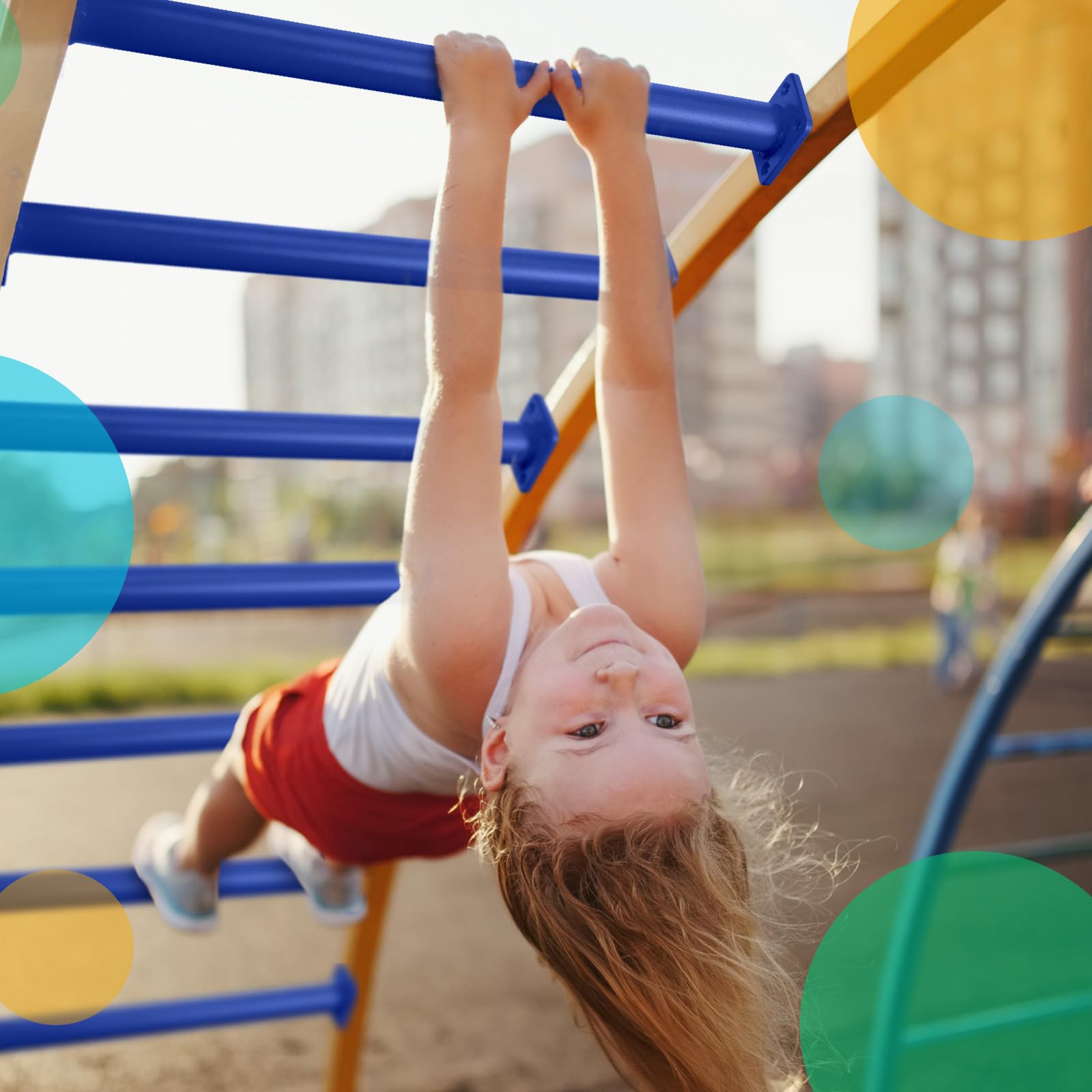 Dunzy 12 Pack Monkey Bars Swing Set Accessories - 16.5 Inch Blue Steel Monkey Bars with Screws & Mounting Plates for Backyard Playground Equipment - Perfect for Kids Outdoor Play, Jungle Gym & Swing Set Upgrades