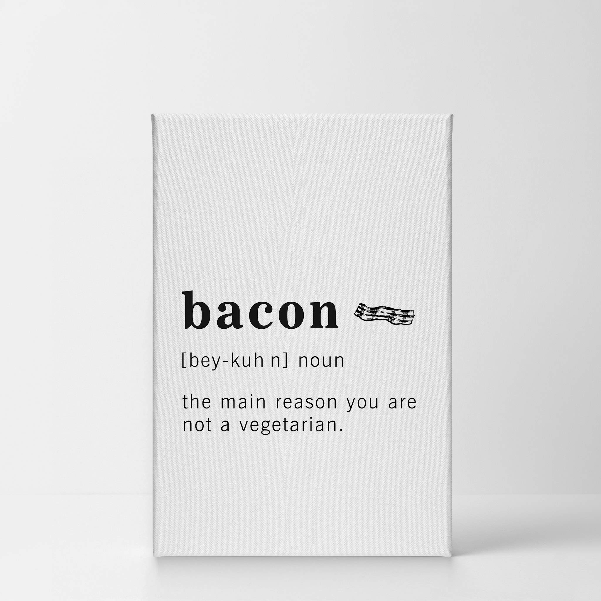 Funny Bacon Definition Dictionary Art Print - Inspirational Quote Canvas Wall Decor for Office, Living Room, Bedroom & Bathroom - Ready to Hang 36x24 - Made in USA - Perfect Gift for Food Lovers & Home Decor Enthusiasts