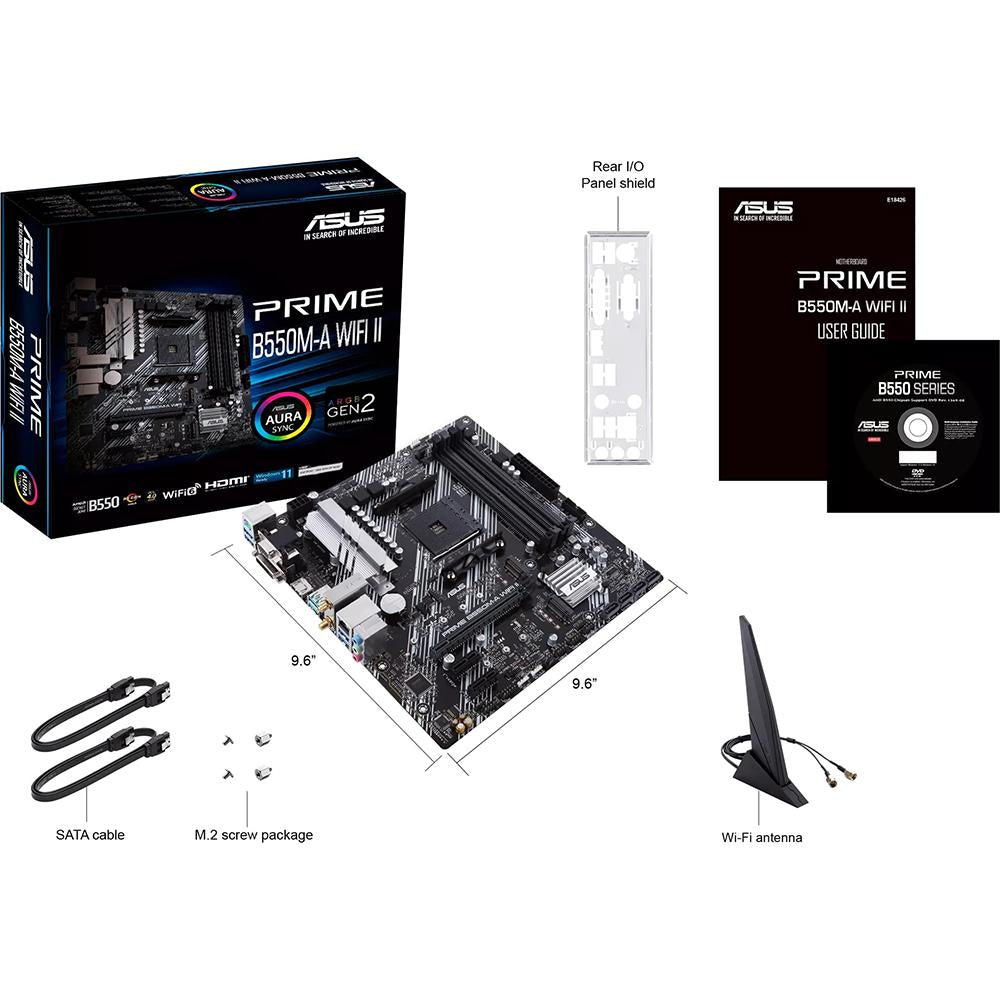 ASUS Prime B550M-A WiFi II AMD AM4 Micro-ATX Gaming Motherboard - Dual M.2, PCIe 4.0, WiFi 6, 2.5Gb LAN - Perfect for PC Gaming, Streaming & Content Creation