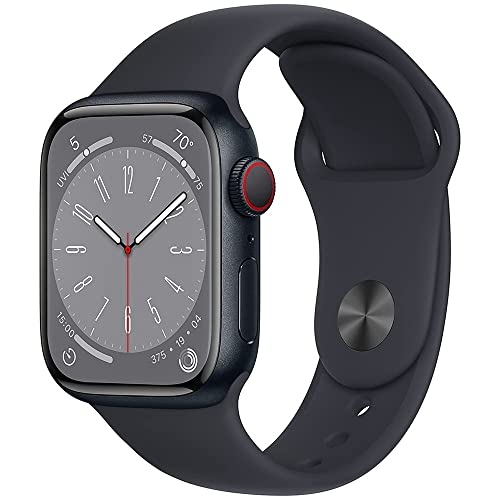 Apple Watch Series 8 45mm GPS + Cellular Unlocked Smartwatch - Midnight Aluminum Case (Renewed) | Fitness Tracker, Heart Rate Monitor, Sleep Tracking for Workouts & Daily Use