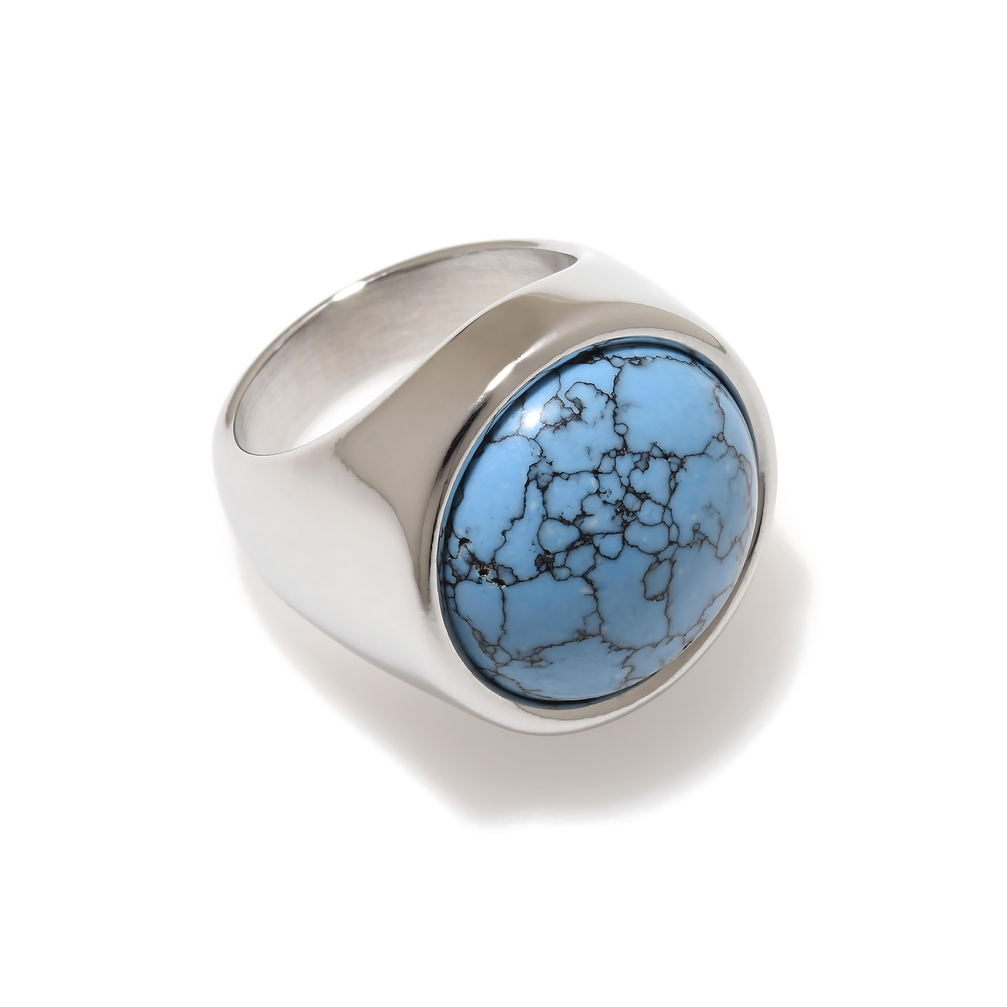Turquoise Round Cut Ring - Handmade Sterling Silver Jewelry for Women | Perfect for Weddings, Parties & Everyday Wear