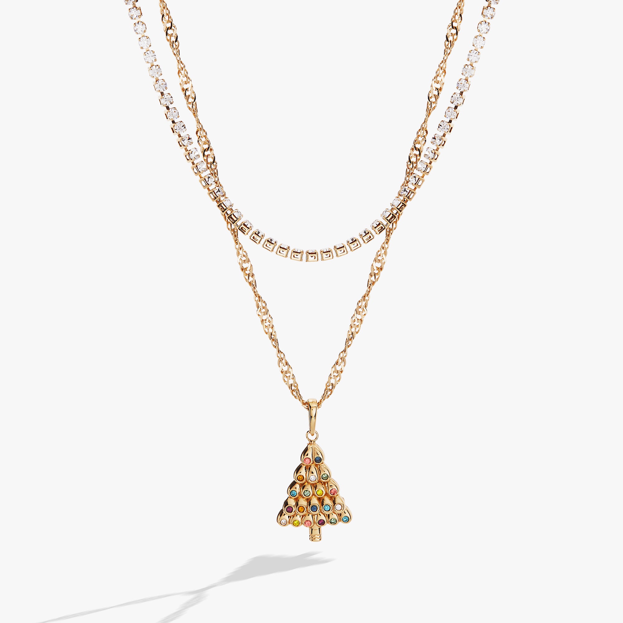 Christmas Tree Layered Necklace - Elegant Holiday Jewelry for Women, Festive Layered Pendant Necklace for Christmas Party & Gift Giving